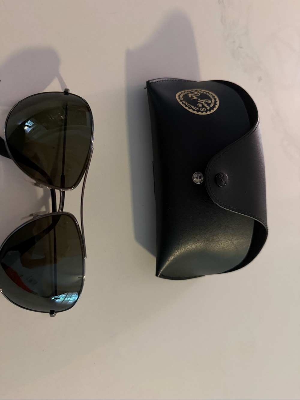 Ray-Ban Men's Black Aviator Sunglasses with Dark Green Lenses